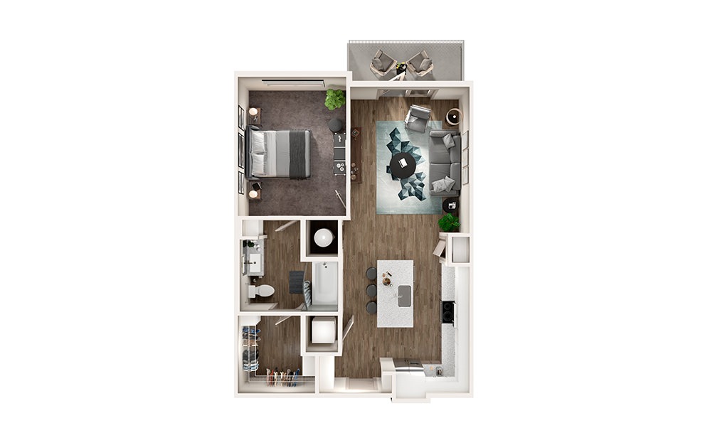 A1 - 1 bedroom floorplan layout with 1 bathroom and 773 square feet