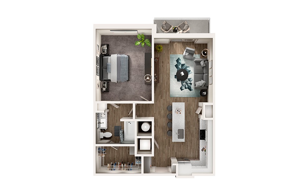 A3 - 1 Bedroom & 1 Bathroom Floor Plan At Skye Suwanee Town Center Apartments